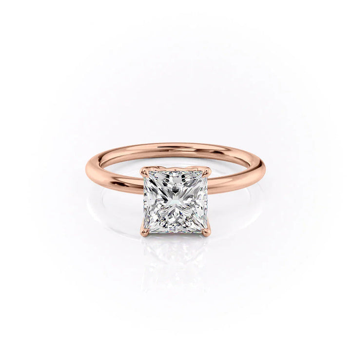 The Abby Set With Princess Solitaire Lab Diamond 1 Carat 18K Rose#material_18k-rose