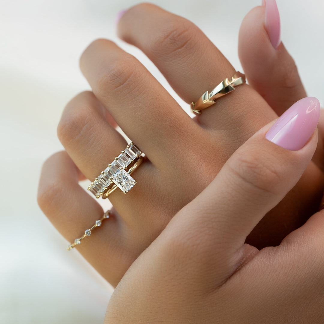 The Abby Set With Radiant Solitaire Lab Diamond 2 Carat 14K Gold#material_14k-gold