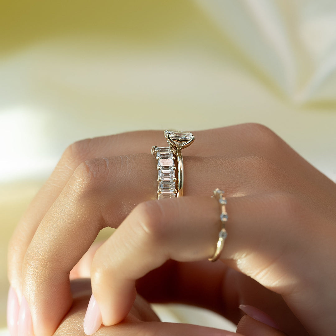 The Abby Set With Radiant Solitaire Moissanite#material_14k-gold