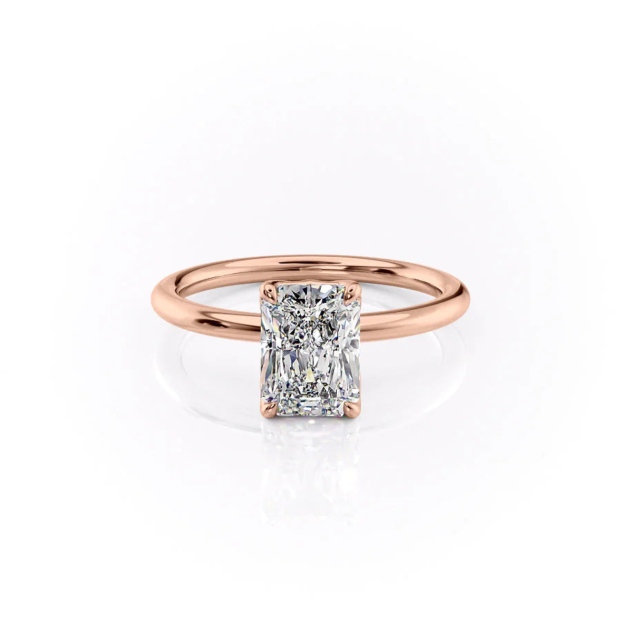 The Abby Set With Radiant Solitaire Lab Diamond 1 Carat 14K Rose#material_14k-rose