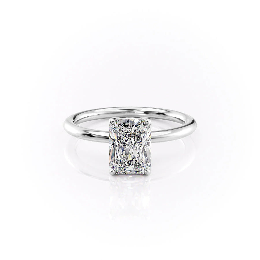 The Abby Set With Radiant Solitaire Lab Diamond 1 Carat 14K White#material_14k-white