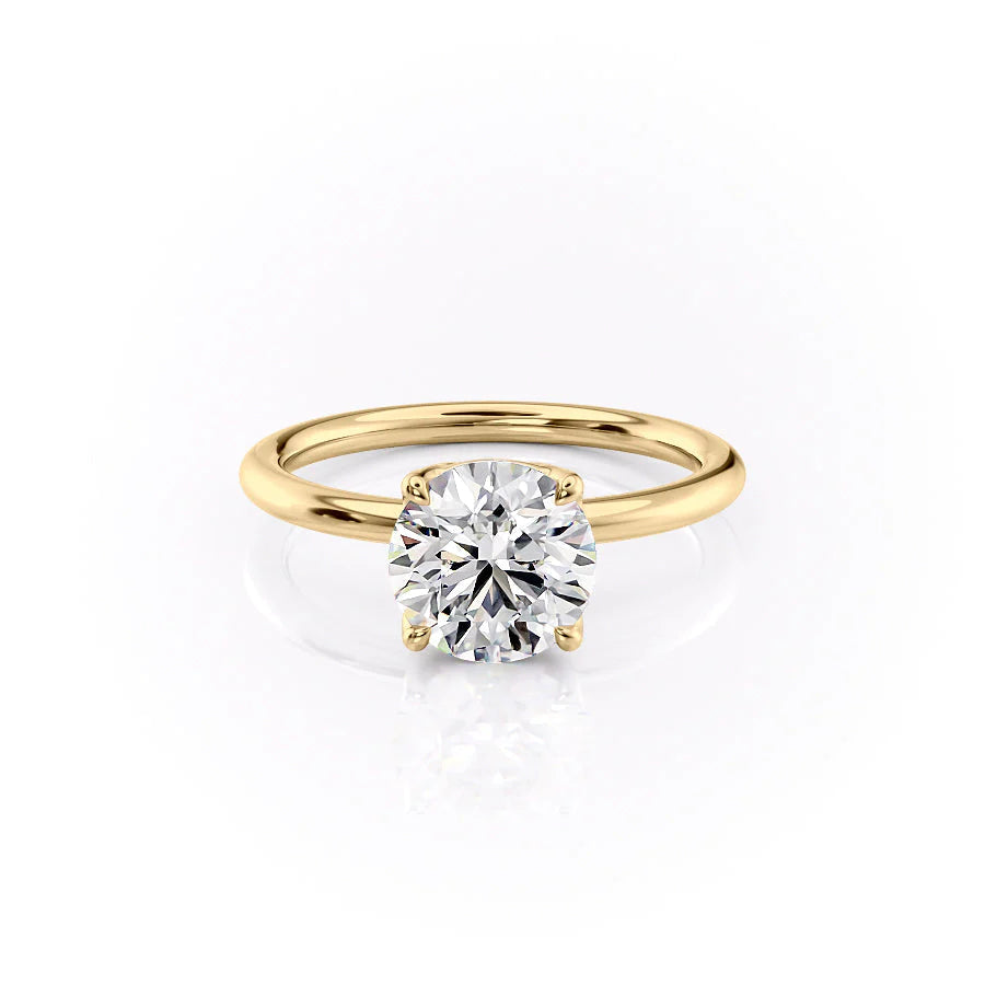 The Abby Set With Round Solitaire Moissanite#material_14k-gold