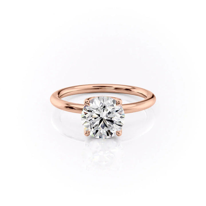 The Abby Set With Round Solitaire Lab Diamond 1 Carat 14K Rose#material_14k-rose