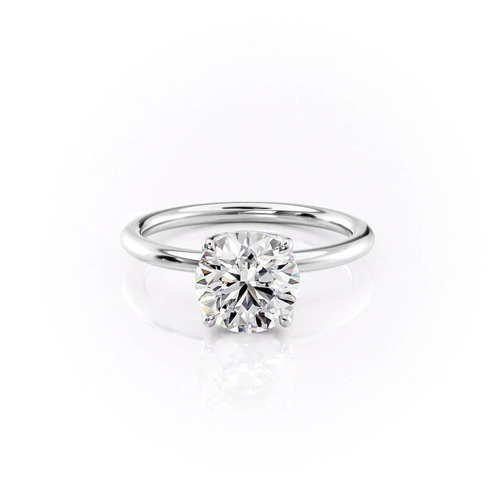 The Abby Set With Round Solitaire Lab Diamond 1 Carat 14K White#material_14k-white