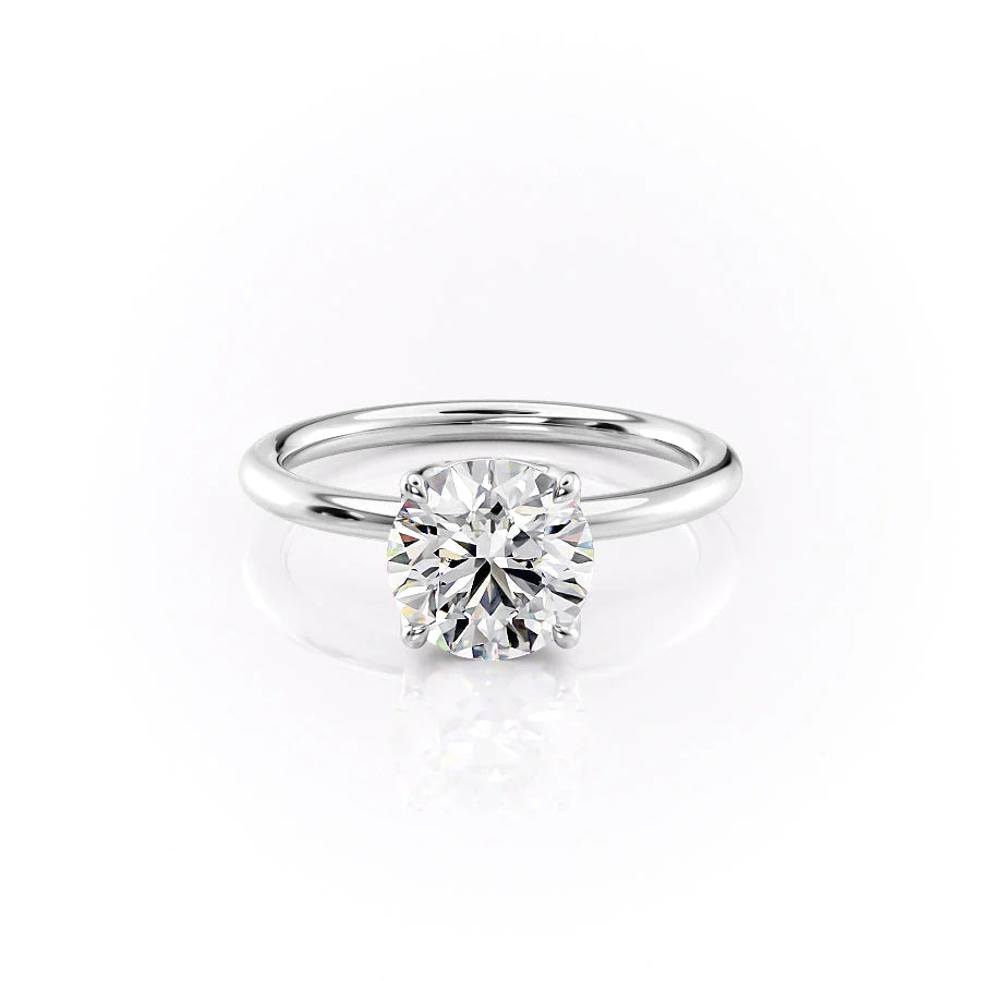 The Abby Set With Round Solitaire Moissanite#material_14k-white