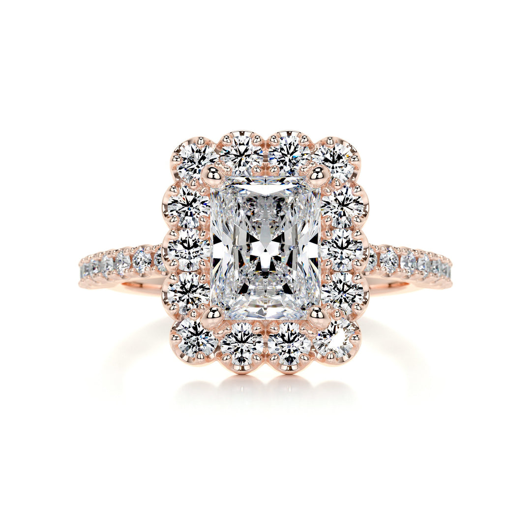 The Adeline Moissanite & Diamonds Ring Moissanite 14K Rose 1 Carat Round#material_14k-rose