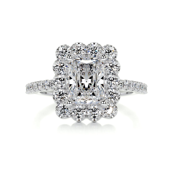 The Adeline Moissanite & Diamonds Ring Moissanite 14K White 1 Carat Round#material_14k-white