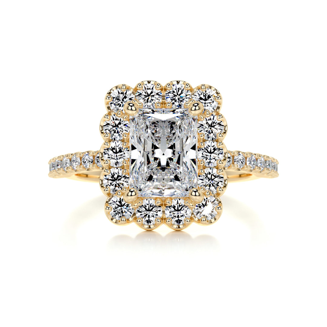 The Adeline Moissanite & Diamonds Ring Moissanite 18K Gold 1 Carat Round#material_18k-gold