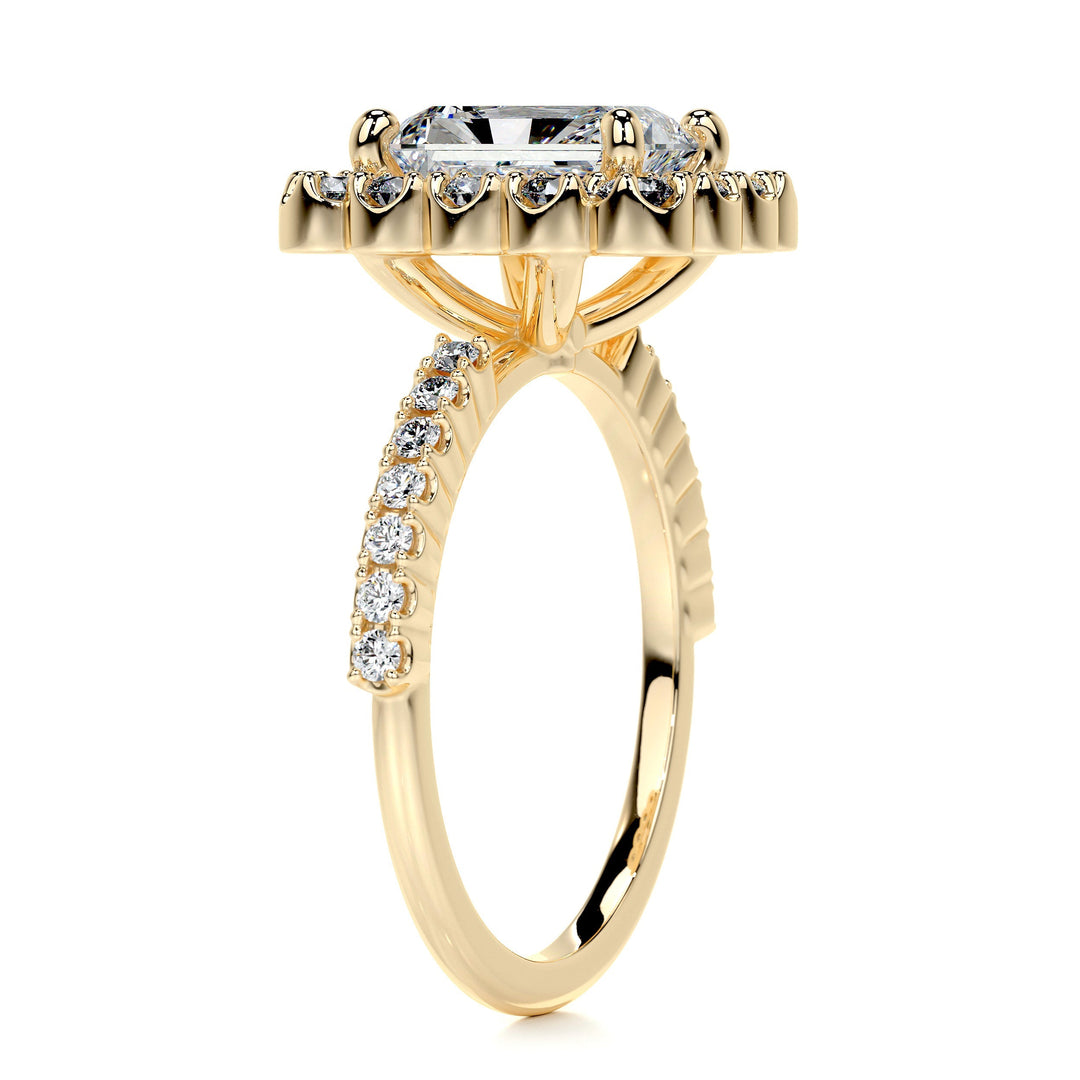 The Adeline Moissanite & Diamonds Ring Moissanite 18K Gold 2.7 Carat Round#material_18k-gold