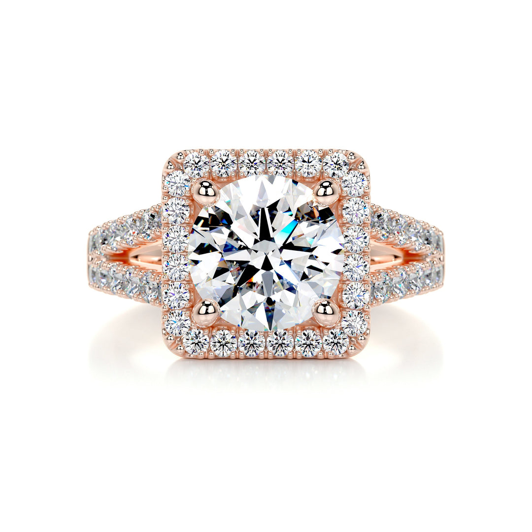 The Akira Moissanite & Diamonds Ring Moissanite 14K Rose 1 Carat Round#material_14k-rose