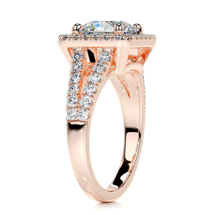 The Akira Moissanite & Diamonds Ring Moissanite 14K Rose 2 Carat Round#material_14k-rose