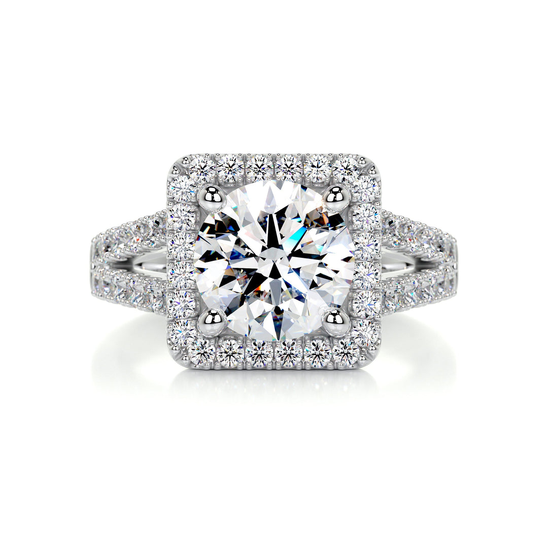 The Akira Moissanite & Diamonds Ring Moissanite 14K White 1 Carat Round#material_14k-white