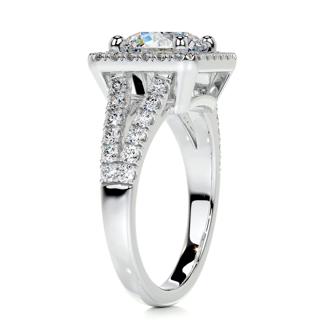 The Akira Moissanite & Diamonds Ring Moissanite 14K White 2 Carat Round#material_14k-white