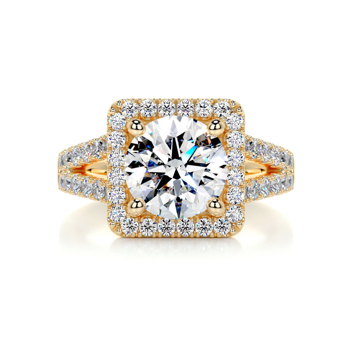 The Akira Moissanite & Diamonds Ring Moissanite 18K Gold 1 Carat Round#material_18k-gold