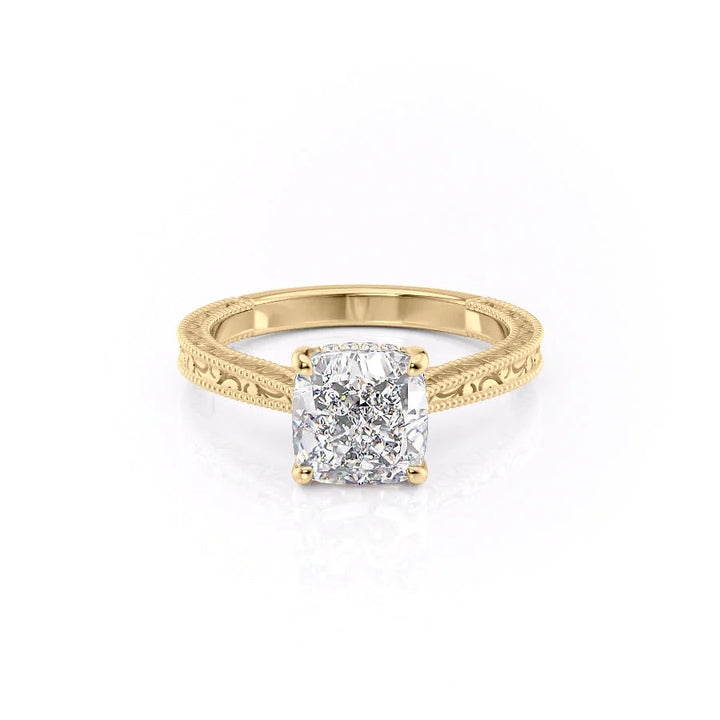 The Alexandra Set With Cushion Vintage Lab Diamond 1 Carat 14K Gold#material_14k-gold