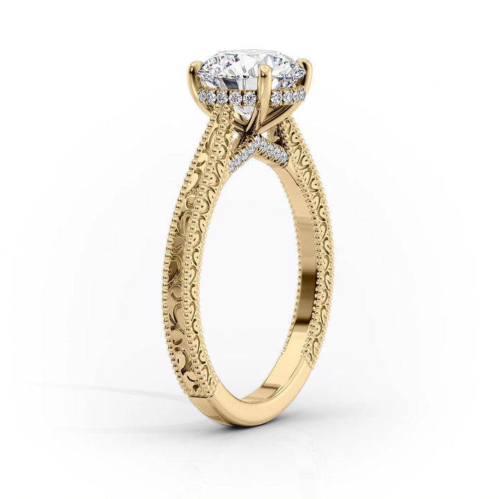 The Alexandra Set With Cushion Vintage Lab Diamond 1.5 Carat 14K Gold#material_14k-gold