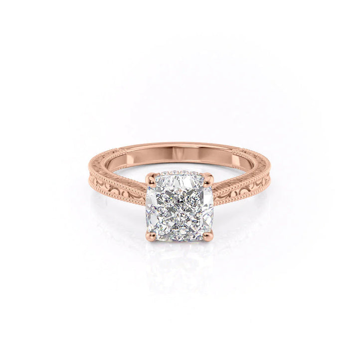 The Alexandra Set With Cushion Vintage Lab Diamond 1 Carat 14K Rose#material_14k-rose