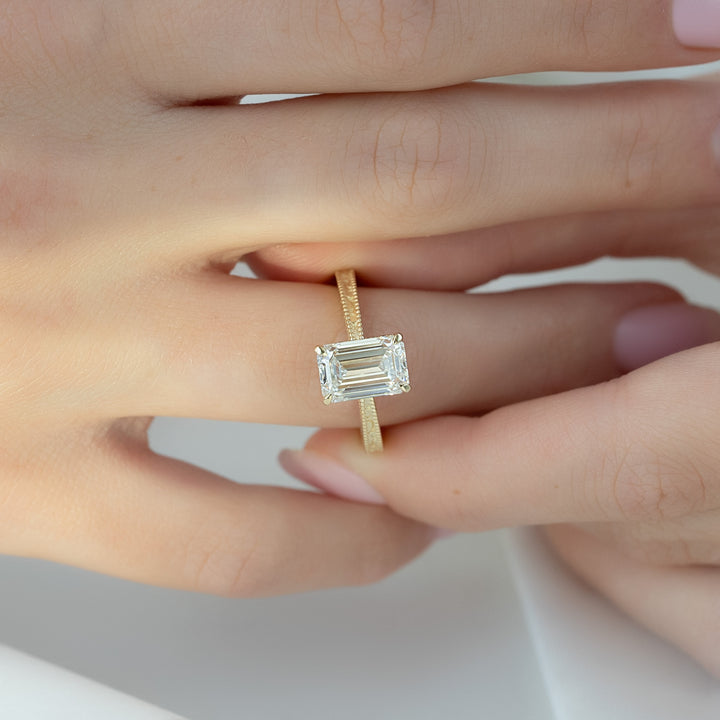 The Alexandra Emerald Lab Diamond Moissanite Engagement Ring *Shown with 3 ct #material_gold
