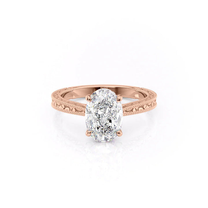 The Alexandra Set With Oval Vintage Moissanite#material_14k-rose