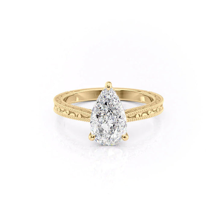 The Alexandra Set With Pear Vintage Lab Diamond 1 Carat 14K Gold#material_14k-gold