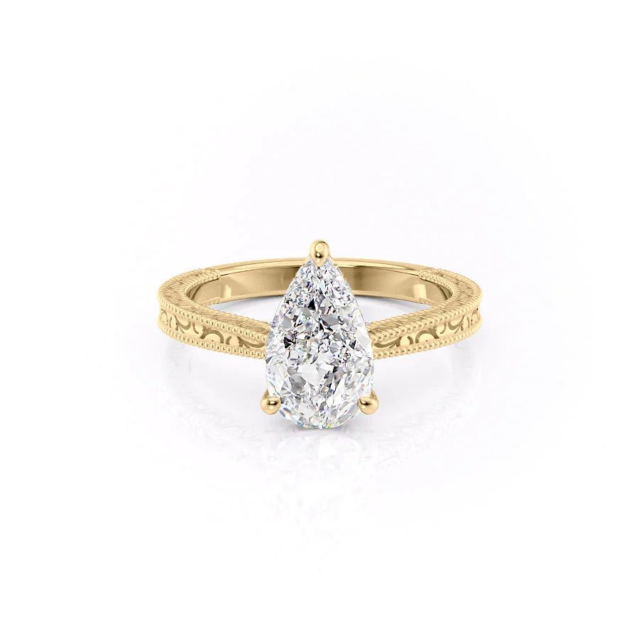 The Alexandra Set With Pear Vintage Moissanite#material_14k-gold