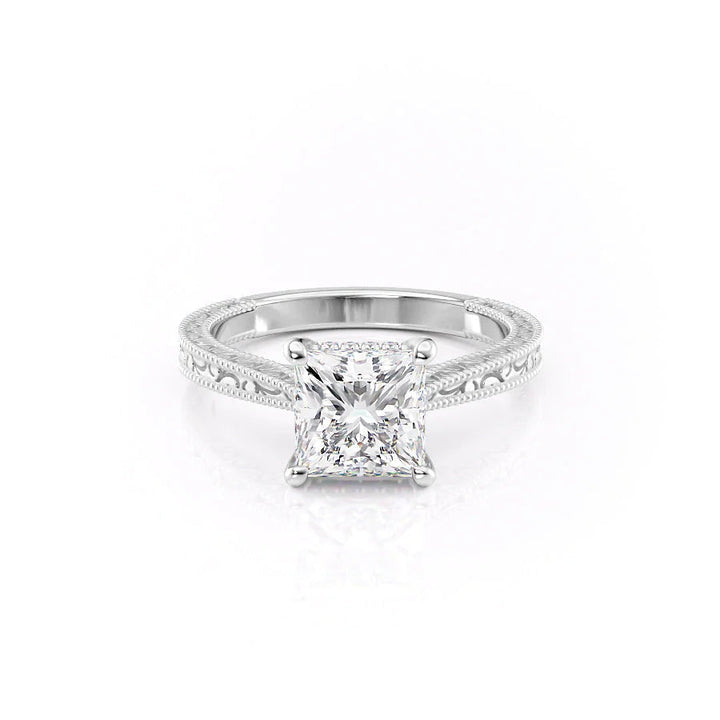 The Alexandra Set With Princess Vintage Moissanite#material_14k-white