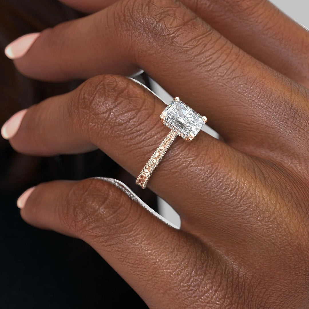 The Alexandra Radiant Lab Diamond Moissanite Engagement Ring