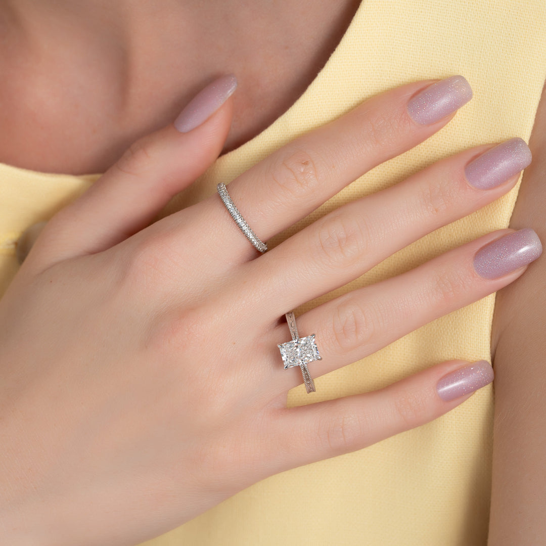 The Alexandra Radiant Lab Diamond Moissanite Engagement Ring