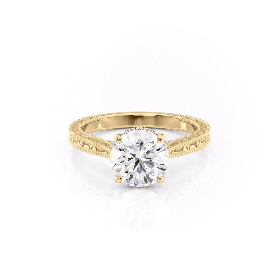 The Alexandra Set With Round Vintage Lab Diamond 1 Carat 14K Gold#material_14k-gold