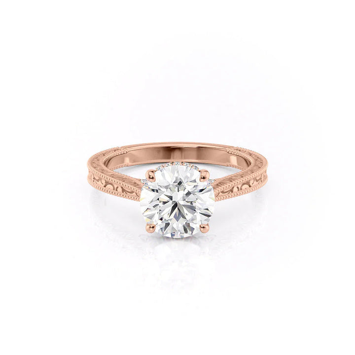 The Alexandra Set With Round Vintage Lab Diamond 1 Carat 14K Rose#material_14k-rose