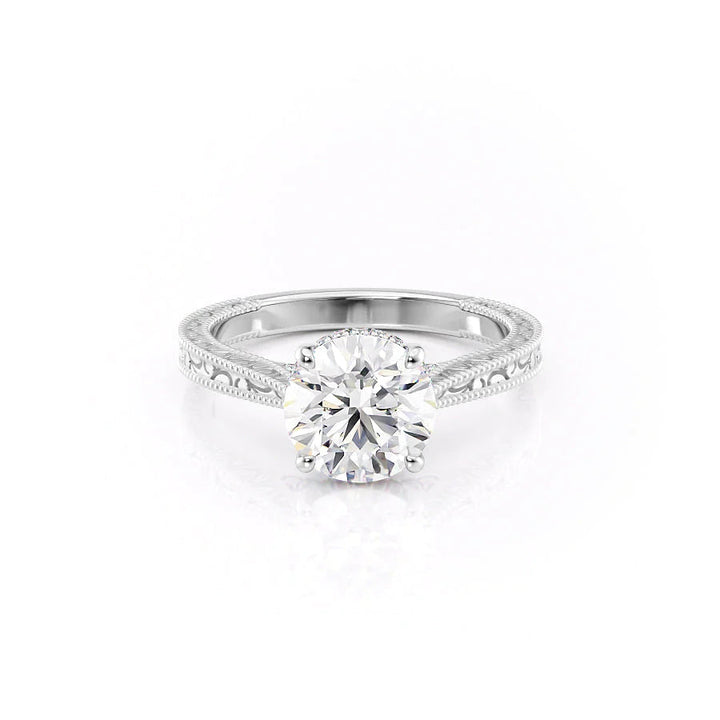 The Alexandra Set With Round Vintage Lab Diamond 1 Carat 14K White#material_14k-white