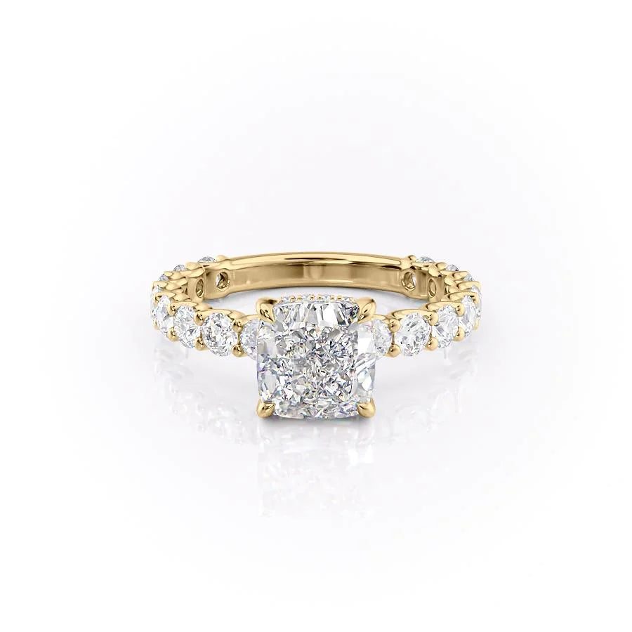 The Amora Set With Cushion Side Stone Lab Diamond 1 Carat 14K Gold#material_14k-gold