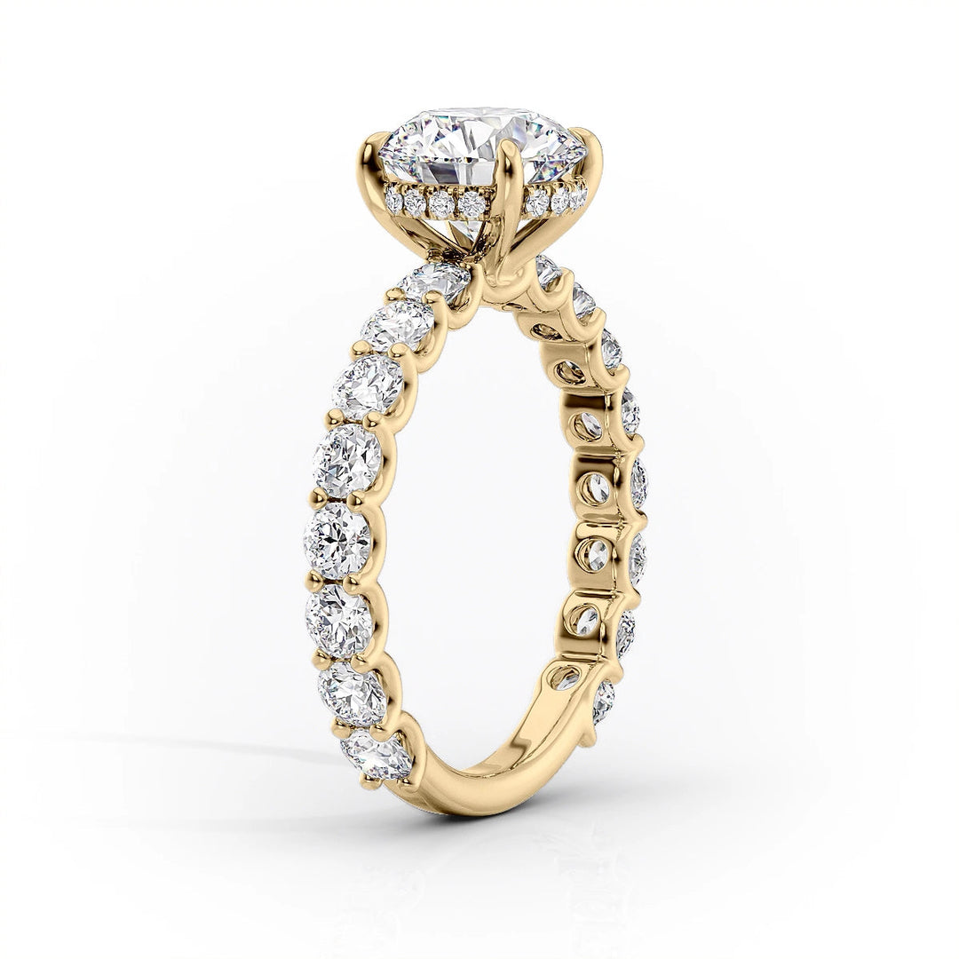 The Amora Set With Cushion Side Stone Moissanite#material_14k-gold