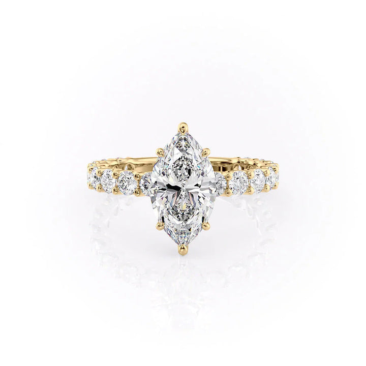 The Amora Set With Marquise Side Stone Moissanite#material_14k-gold