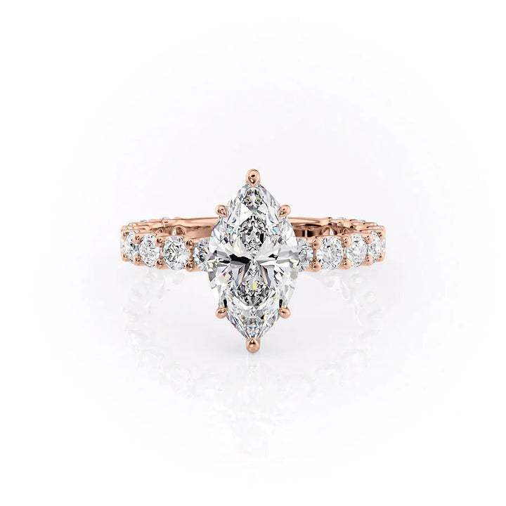 The Amora Set With Marquise Side Stone Lab Diamond 1 Carat 18K Rose#material_18k-rose