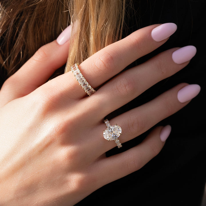The Amora Oval Lab Diamond Moissanite Engagement Ring *Shown with 3 ct #material_gold
