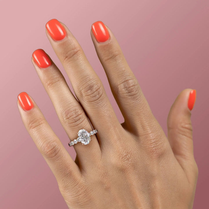 The Amora Oval Lab Diamond Moissanite Engagement Ring *Shown with 2 ct #material_rose