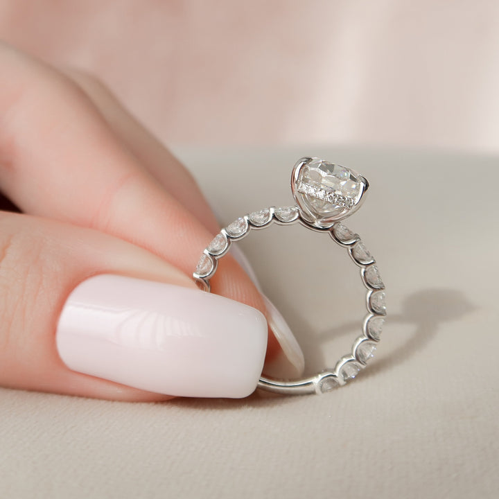 The Amora Oval Lab Diamond Moissanite Engagement Ring *Shown with 3.5 ct #material_white