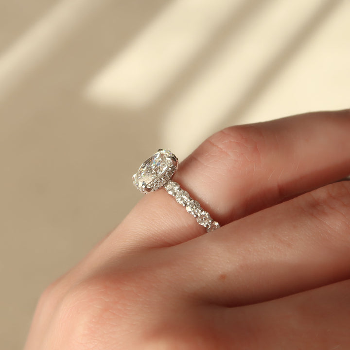 The Amora Oval Lab Diamond Moissanite Engagement Ring *Shown with 2 ct #material_white