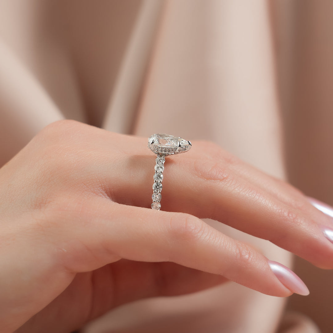 The Amora Pear Lab Diamond Moissanite Engagement Ring