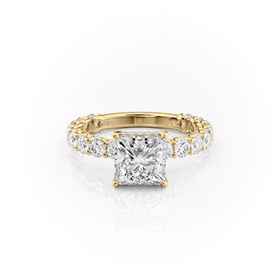 The Amora Set With Princess Side Stone Lab Diamond 1 Carat 14K Gold#material_14k-gold