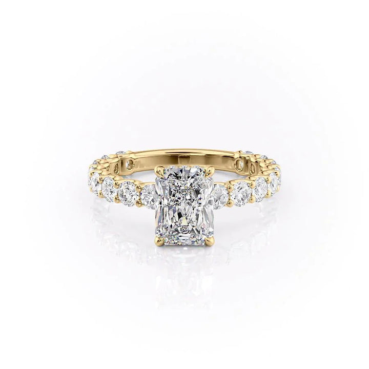 The Amora Set With Radiant Side Stone Lab Diamond 1 Carat 14K Gold#material_14k-gold