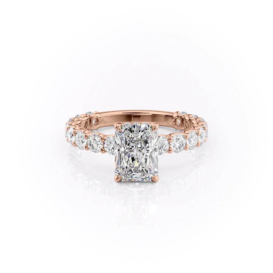 The Amora Set With Radiant Side Stone Lab Diamond 1 Carat 14K Rose#material_14k-rose