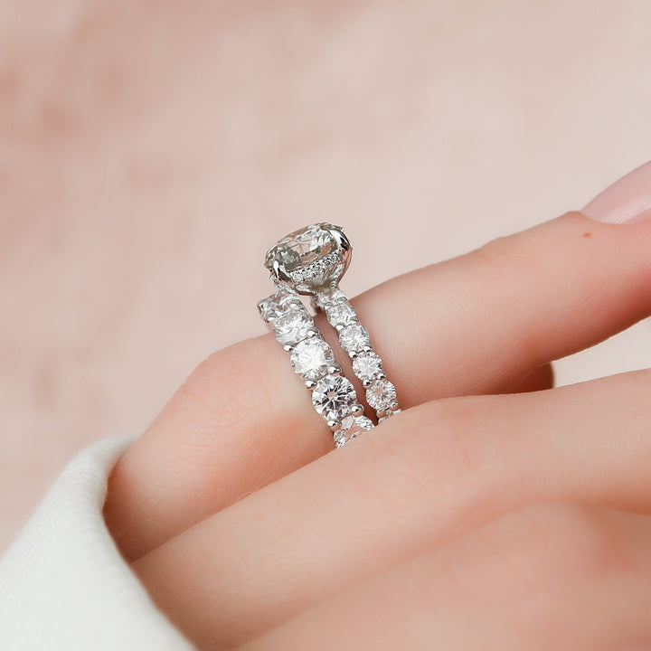 The Amora Round Lab Diamond Moissanite Engagement Ring *Shown with 2 ct #material_white