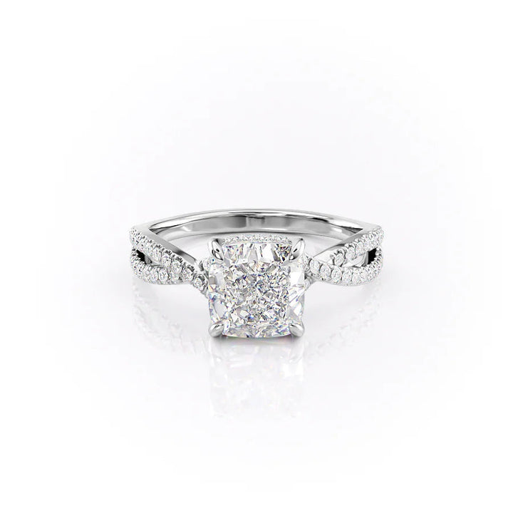 The Anastasia Set With Cushion Pave Lab Diamond 1 Carat 14K White#material_14k-white