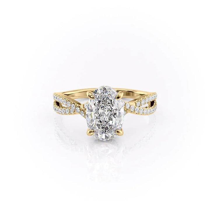 The Anastasia Set With Oval Pave Lab Diamond 1 Carat 14K Gold#material_14k-gold