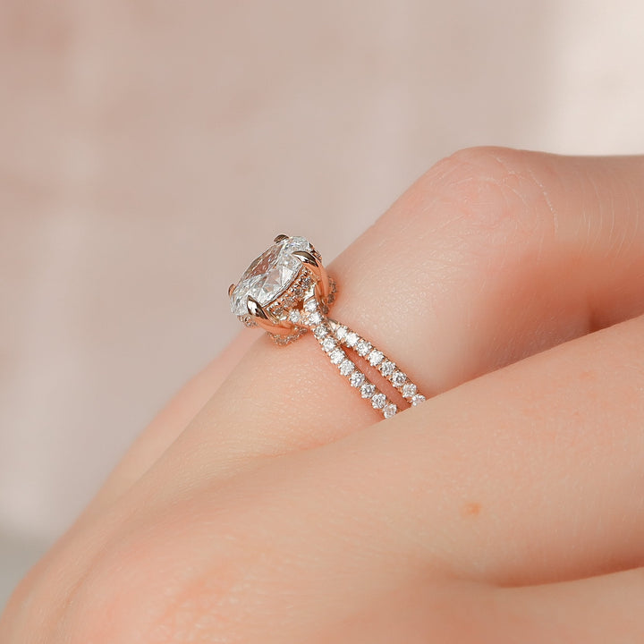 The Anastasia Set With Oval Pave Lab Diamond 2.5 Carat 14K Rose#material_14k-rose