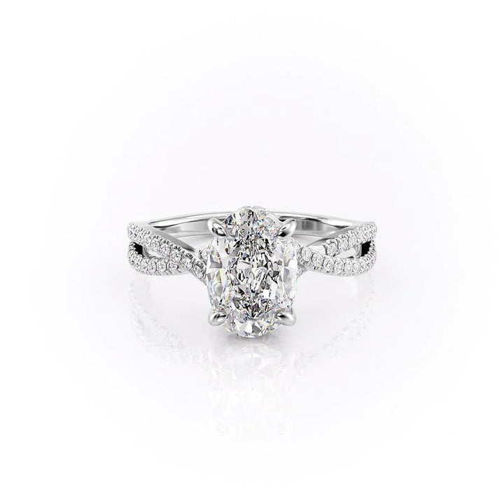 The Anastasia Set With Oval Pave Lab Diamond 1 Carat 14K White#material_14k-white