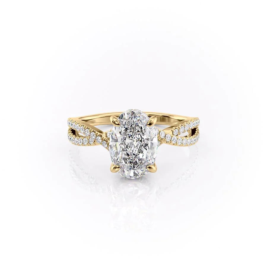 The Anastasia Set With Oval Pave Lab Diamond 1 Carat 18K Gold#material_18k-gold