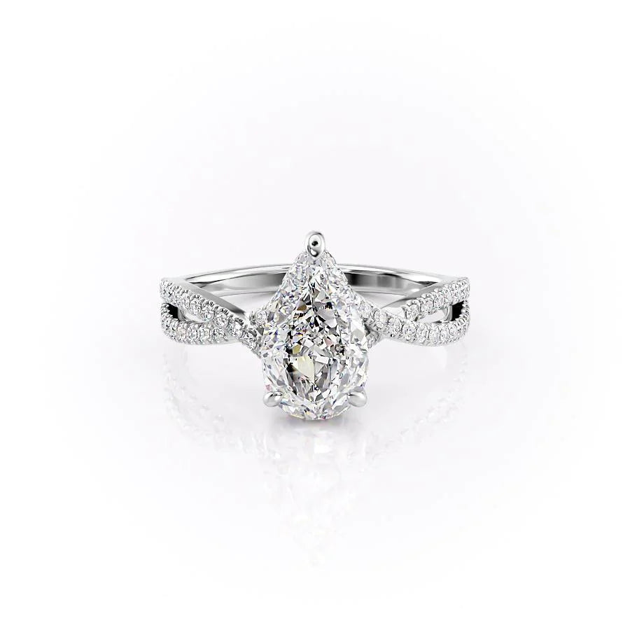 The Anastasia Set With Pear Pave Lab Diamond 1 Carat 14K White#material_14k-white